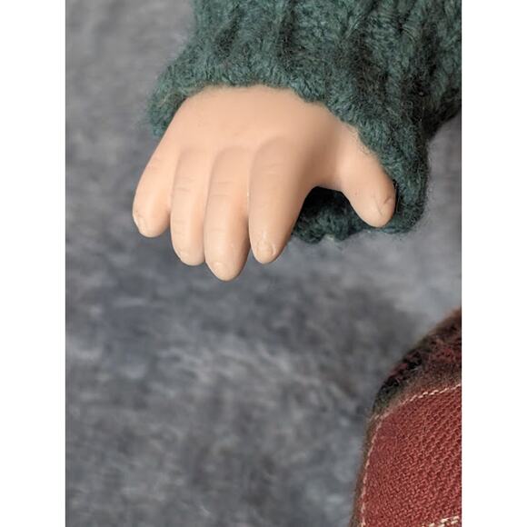 10" Irish Porcelain Sitting Irish Male Doll Plaid Hat & Pants Green Knit Sweater - Picture 5 of 7